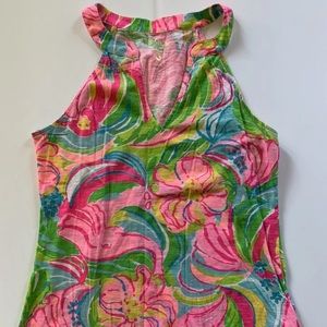 Lilly Pulitzer Pink Elephant Top XS Small Flaw See Photo Gorgeous Vibrant colors